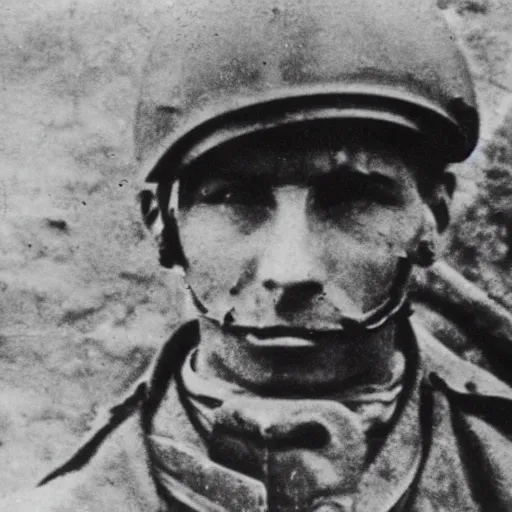 Image similar to a german world war 1 soldier in a trench staring at the camera, there are dead corpses around him, taken by a world war 1 camera.