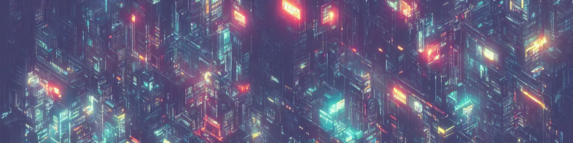 Image similar to an isometric cyberpunk city block, bright lights, by greg rutkowski and games gurney, trending on artstation