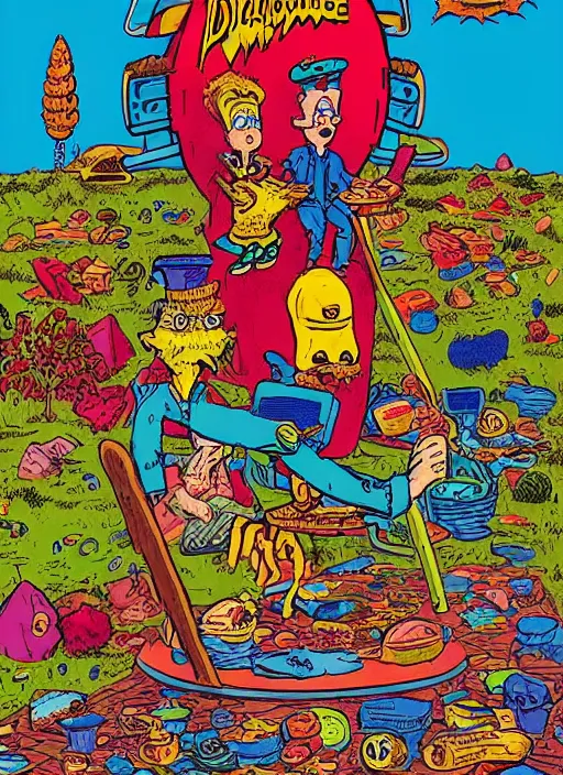 Prompt: dramatic color photo of dadcore occult wizards on vacation by basil wolverton by robert crumb by william eggleston in the style of a garbage pail kids card, play - doh, ultra realistic, concept art