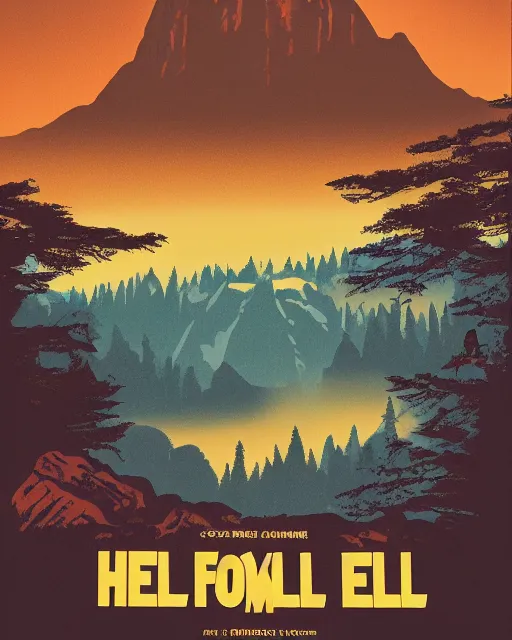 Prompt: 1 9 7 0 s national parks poster for hell, poster design, 4 k, trending on artstation