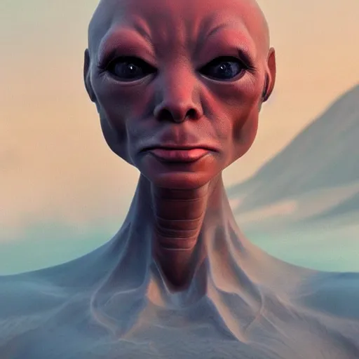 Prompt: beautiful mars alien, extremely human detailed, photo hyper realistic, the best photograph of august, pinterest render, vogue render