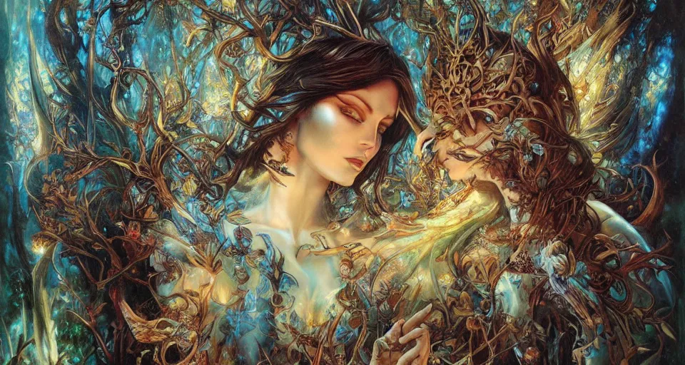 Image similar to Enchanted and magic forest, by Karol Bak, by Gainax Co,