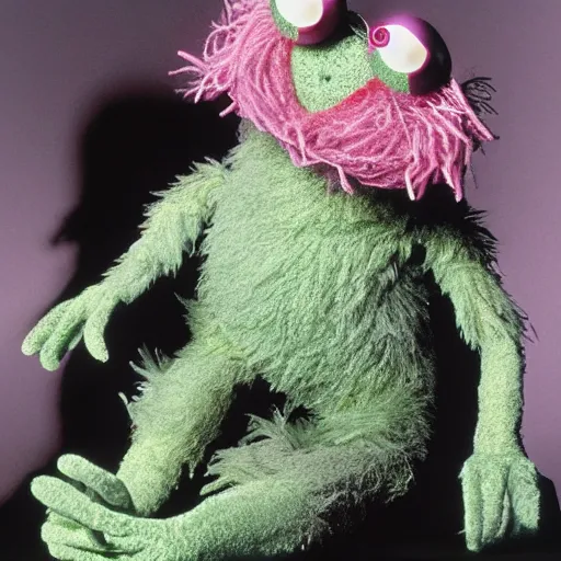 Image similar to cronenberg monster muppet designed by jim henson, highly detailed, disturbing, high quality, high resolution