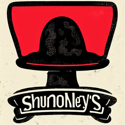 Prompt: spencers shroomery logo. mushroom theme, transcendent style, by aaron draplin