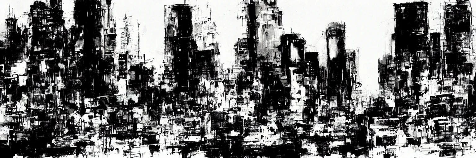 Image similar to film noir cityscape by bill sienkiewicz