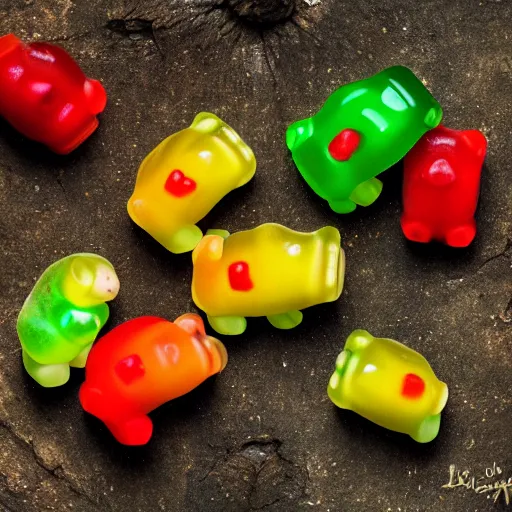 Image similar to wildlife photography of wild gummy bears