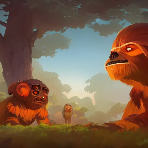 Image similar to hero world ewoks, behance hd by jesper ejsing, by rhads, makoto shinkai and lois van baarle, ilya kuvshinov, rossdraws global illumination