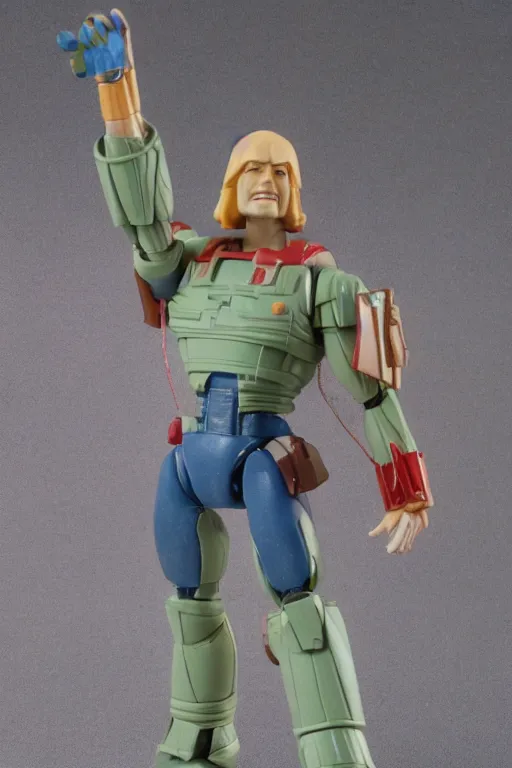 Image similar to 1 9 8 6 kenner action figure, 5 points of articulation, perfect human proportions, sci fi, 8 k resolution, high detail, front view, t - pose, space, star, he - man, gi joe, he man, warhammer 4 0 0 0