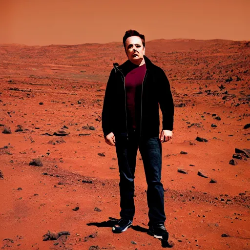 Prompt: Elon Musk high on Mars, photo, portrait, centered, detailed, 35 mm