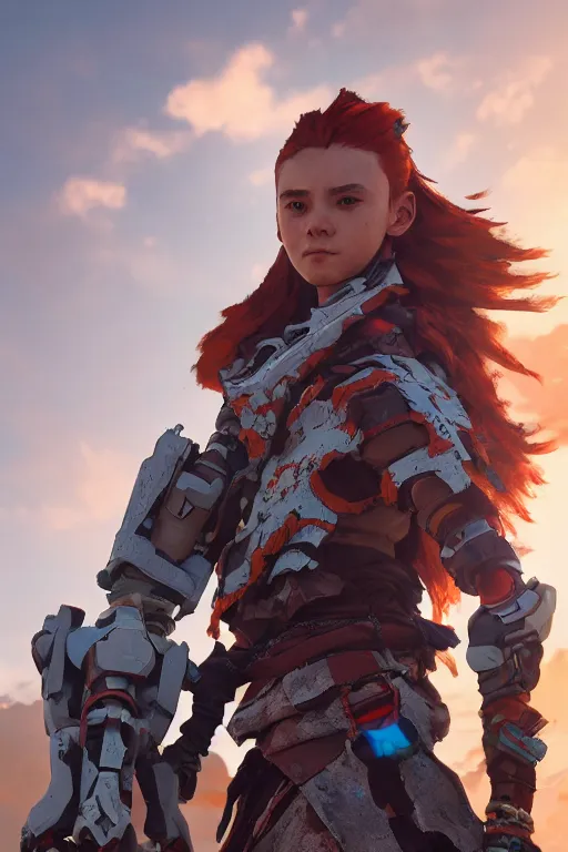 Image similar to combination suit armor aloy horizon forbidden west horizon zero dawn robot ninja mask helmet backpack tribal, aesthetic octane render, 8 k hd resolution, by ilya kuvshinov and cushart krentz and gilleard james radiating a glowing aura cgi rtx 2 0 2 2