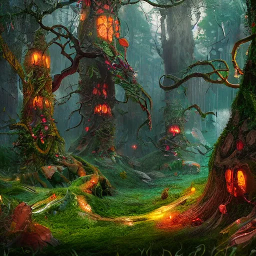 Prompt: A fantasy forest, made out of sweets, matte painting, Hyperdetailed, artstation, cgsociety, 8k