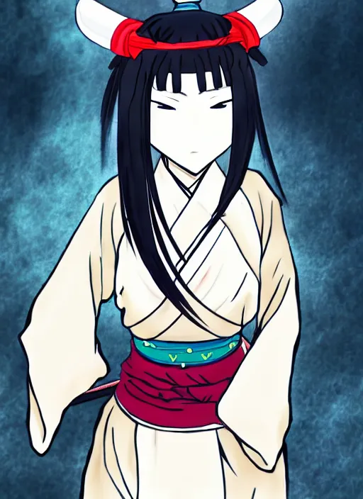 Image similar to anime beautiful samurai girl with blindfold, anime, samurai, anime style