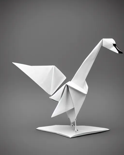 Image similar to an origami swan by akira yoshizawa, realistic, very detailed, complex, intricate, studio lighting, low polygon, illustration, bokeh, sigma 5 0 mm f 1. 4