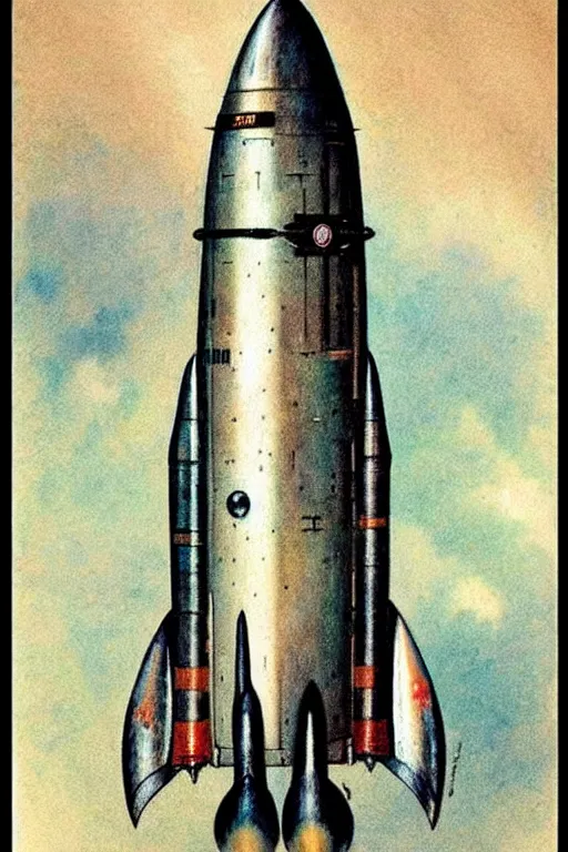 Image similar to (((((1950s rocketship . muted colors.))))) by Jean-Baptiste Monge !!!!!!!!!!!!!!!!!!!!!!!!!!!