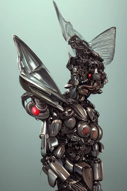 Prompt: mechanical moth man, artstation