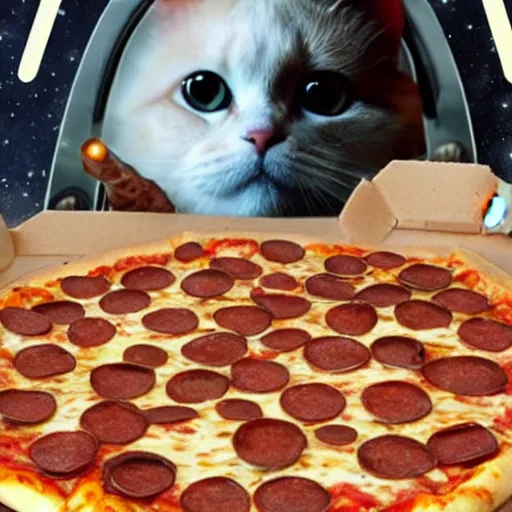 Image similar to space cats on pizza