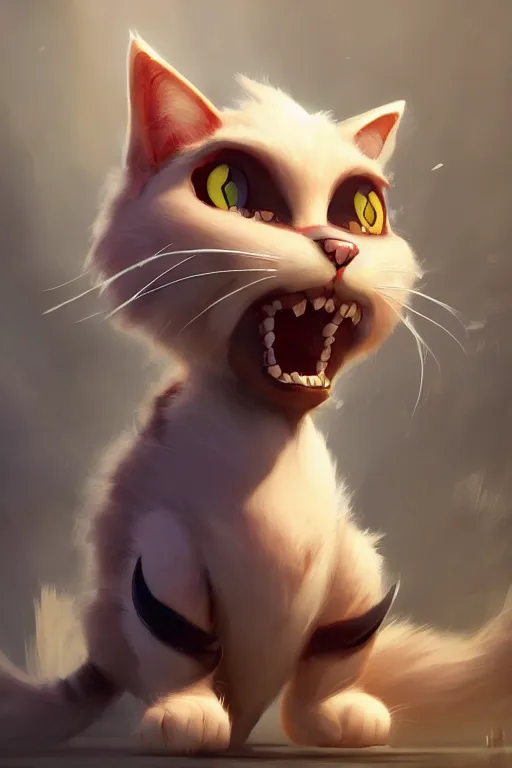 Image similar to a cartoony cat, in the style of Rayman origins, michael ancel, Ruan Jia and Mandy Jurgens and Greg Rutkowski, trending on Artstation, award winning, unreal engine, octane render W 1024