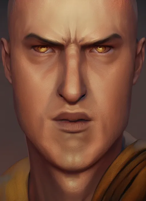 Prompt: A fantasy comic book style portrait painting of a male Monk, unreal 5, DAZ, hyperrealistic, octane render, RPG portrait, dynamic lighting