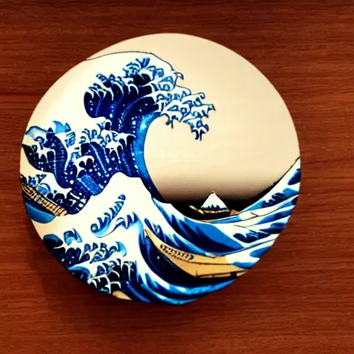 Image similar to a resin 3D print of The Great Wave off Kanagawa