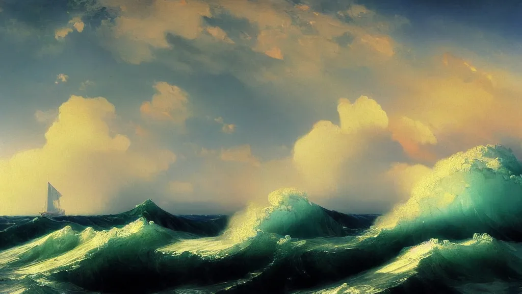 Image similar to ocean waves by ivan aivazovsky, by joaquin sorolla, 4 k resolution