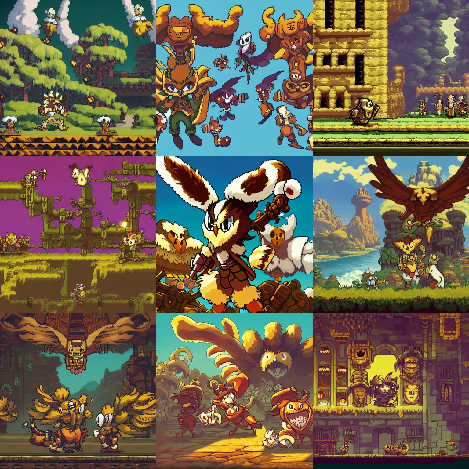 Prompt: artwork from owlboy ( video game )