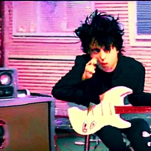 Prompt: a screenshot of Billie Joe Armstrong in Family Guy, low quality, vhs quality,