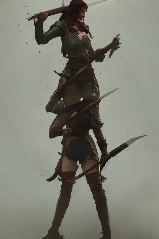 Prompt: hyper realistic photo of medieval hunter girl full body, cinematic, artstation, cgsociety, greg rutkowski, brom