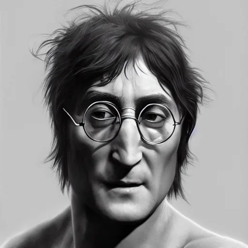 Image similar to john lennon as ritualistic cannibal, ultra realistic, concept art, intricate details, highly detailed, photorealistic, octane render, 8 k, unreal engine, art by frank frazetta, simon bisley, brom