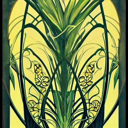 Image similar to beautiful art nouveau of tropical plants