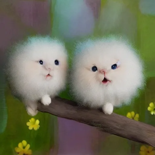 happy little puff balls,, Stable Diffusion