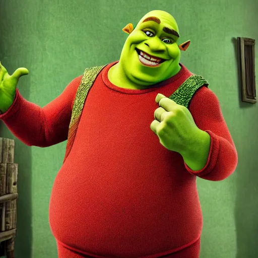 Prompt: shrek doing the pog face