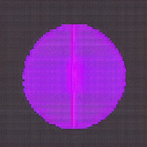 Image similar to pixel art of a violet luminescent sphere on a black void plane