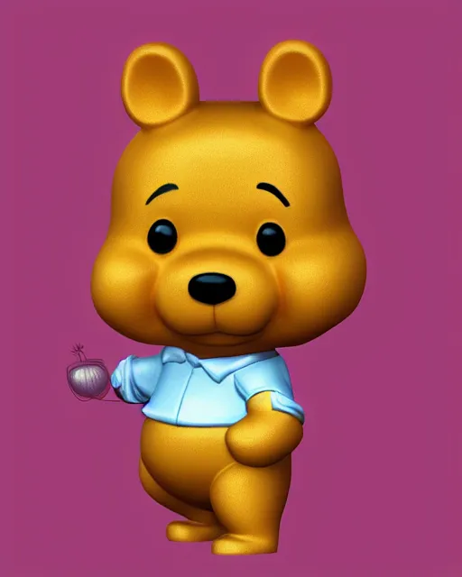 Image similar to full body 3d render of xi jinping as winnie-the-pooh wearing a suit as a funko pop, studio lighting, white background, blender, trending on artstation, 8k, highly detailed