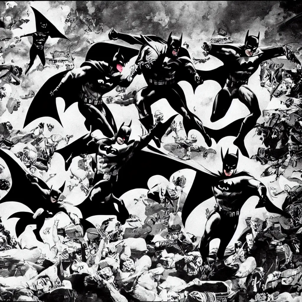 Image similar to Batman chasing the Joker, a still from the Batman (1966) television series