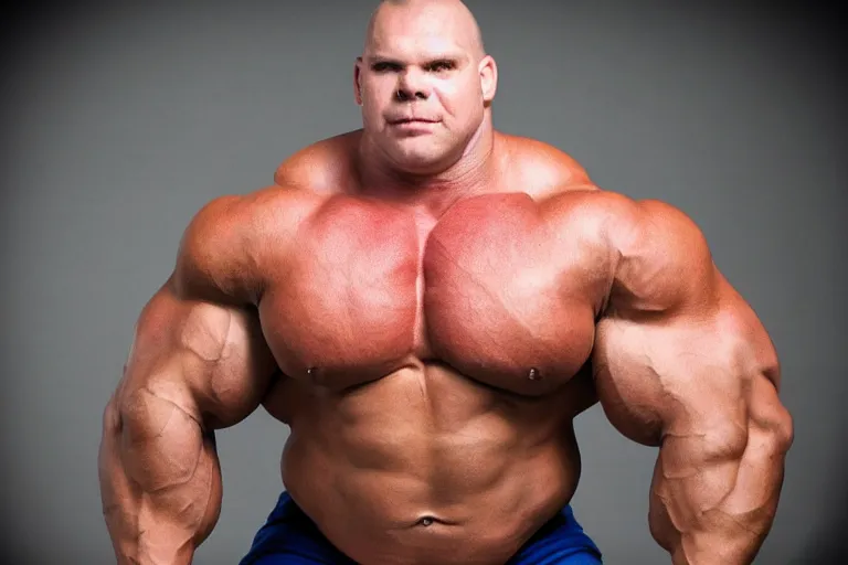 Image similar to a very large bodybuilding bulldog with very strong muscles