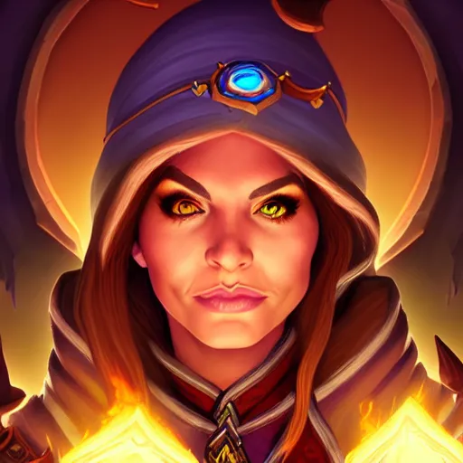 Image similar to Portrait of a sorceress, Hearthstone official trending art, exagerated accurate details