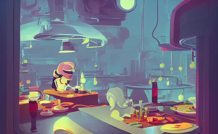 Prompt: chef octopus, james gilleard, print, game art