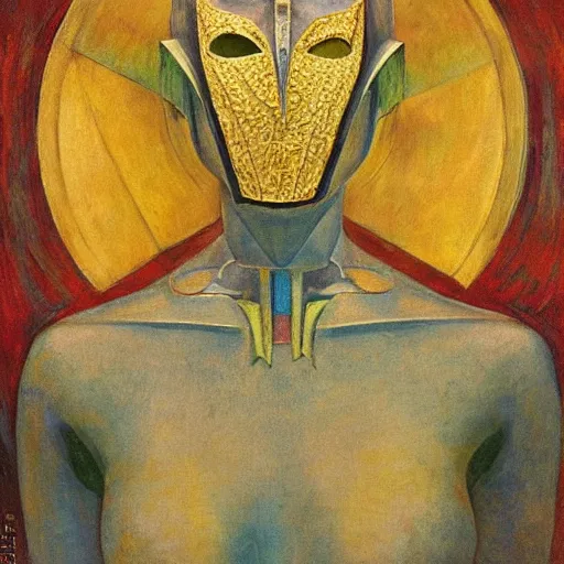 Image similar to the robot in her moth mask, by Annie Swynnerton and Diego Rivera, symbolist, dramatic lighting, elaborate geometric ornament, Art Deco,god rays, soft cool colors,smooth, sharp focus, extremely detailed, Adolf Wölfli