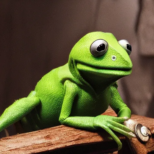 Prompt: hyperrealist highly detailed English medieval portrait of Kermit the Frog as Geralt of Rivia, concept art pascal blanche dramatic studio lighting 8k wide angle shallow depth of field