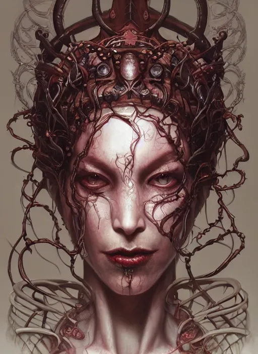 Image similar to a hyper detailed face portrait of the queen of blades, diablo 4 lilith, sideshow figurines, cthulu, by tom bagshaw, artgerm, dorian cleavenger, greg rutkowski, wlop, astri lohne, zdzisław beksinski trending on artstation