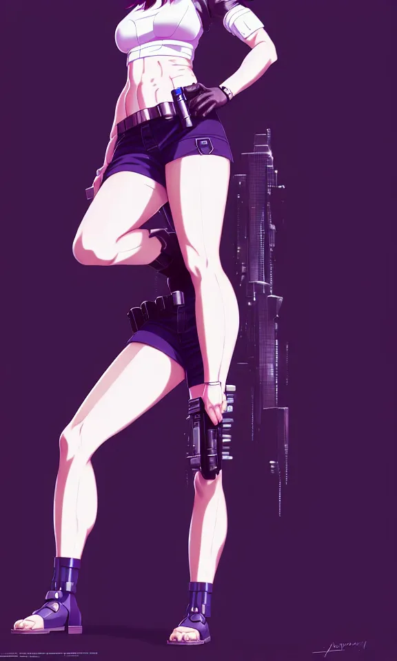 Image similar to a fullbody portrait of motoko kusanagi the major ghost in the shell : : stand alone complex, under repairs, maintenance : : by ilya kuvshinov, rossdraws, artgerm, sola digital arts, anti aliasing, raytracing : :