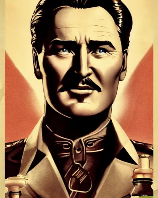 Prompt: Errol Flynn as a scientist. 1980s dystopian Soviet Russia, propaganda screens. Unreal engine, fantasy art by Satine Zillah. Faithfully depicted facial expression, perfect anatomy global illumination, radiant light, detailed and intricate environment