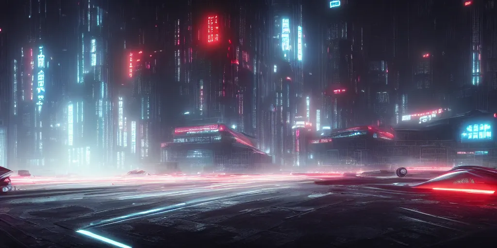 Image similar to a wide angle view of a steamy technopunk beijing, in the style of tron legacy, concept art, desaturated, cinematic, film noir, ominous, darksynth, illuminated lines, outrun, misty, octane render, by zack snyder and jeremy mann, 8 k