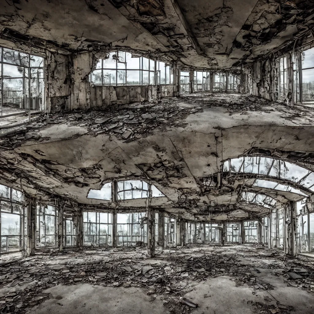 Image similar to diesel - punk style, abandoned pripyat city