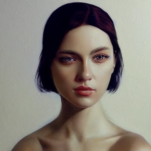 Prompt: the most beautiful woman in the world. hyper realistic painting. depth of field. trending on artstation.
