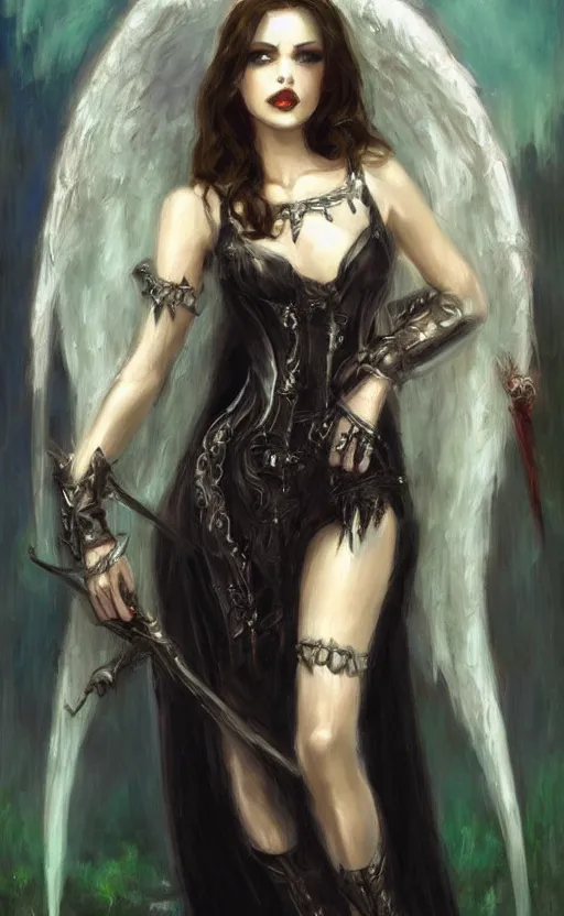 Prompt: Angel knight gothic girl. by Konstantin Razumov, horror scene, highly detailded