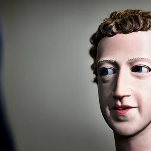 Prompt: mark zuckerberg as an eerie prototype uncanny valley android