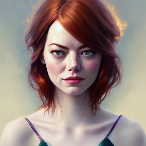 Prompt: beautiful natural mixture of Emma Stone and Emma Roberts, intricate, elegant, highly detailed, digital painting, artstation, concept art, smooth, sharp focus, illustration, art by artgerm and greg rutkowski and alphonse mucha and loish and WLOP