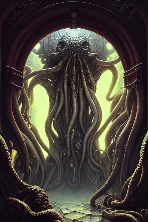 Image similar to cthulhu's portal by anna podedworna, ayami kojima, greg rutkowski, giger, maxim verehin