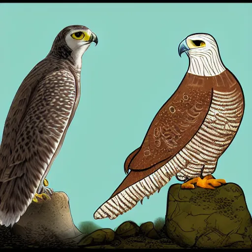 Image similar to concept art of a gyrfalcon for a nature observation game